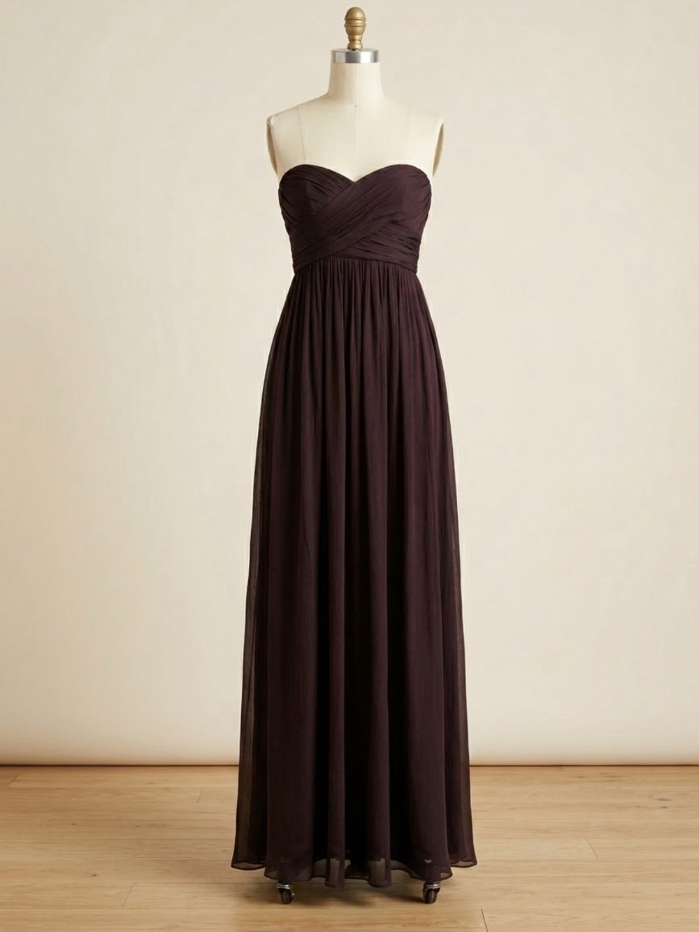 Rare Vintage J.Crew Sample 100% Silk Crinkle Regina Taryn Gown Black Plum Sz 2